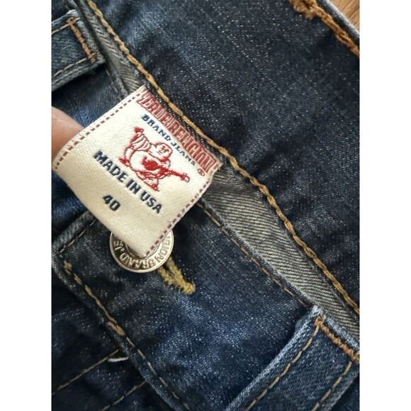 True Religion Mens Boot Cut Jeans 40 X 32 Flap Pockets Medium Wash Made In USA - Picture 4 of 8